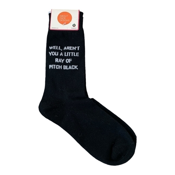 NWT Women’s Socks ABOUT FACE DESIGNS Funatic Funny Socks Black Crew Socks Gift - Picture 2 of 4